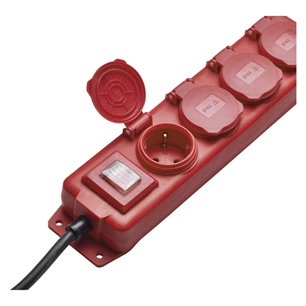 Emos P14251 hosszabbító 5 m / 4 aljzat / kapcsolós / fekete-piros / gumi-neoprén / 1,5 mm2
