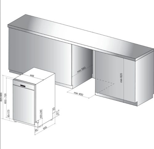 Whirlpool WSBO3O34PFX beépíthető keskeny mosogatógép