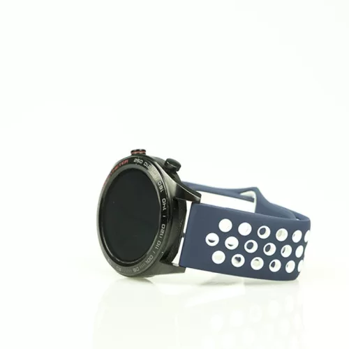 Mybandz 22SKU508 lélegző szilikon óraszíj / kék-fehér / 22mm