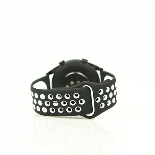 Mybandz 20SKU704 lélegző szilikon óraszíj / fekete-fehér / 20mm