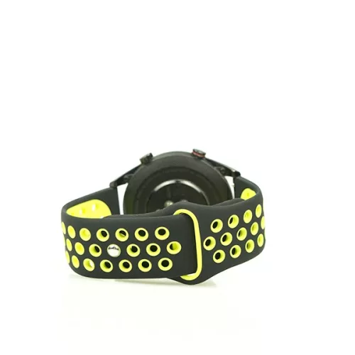 Mybandz 22SKU2071 lélegző szilikon óraszíj / fekete-sárga / 22mm