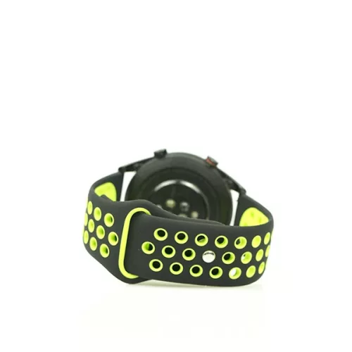 Mybandz 22SKU2098 lélegző szilikon óraszíj / fekete-zöld / 22mm