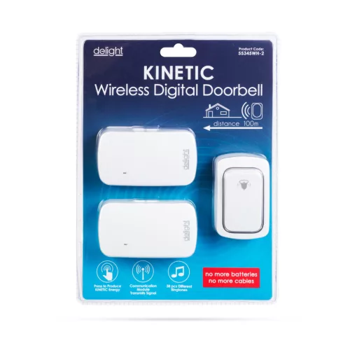 Delight 55345WH-2 digitális elem és vezeték nélküli csengő - kinetic - 2 beltéri - fehér