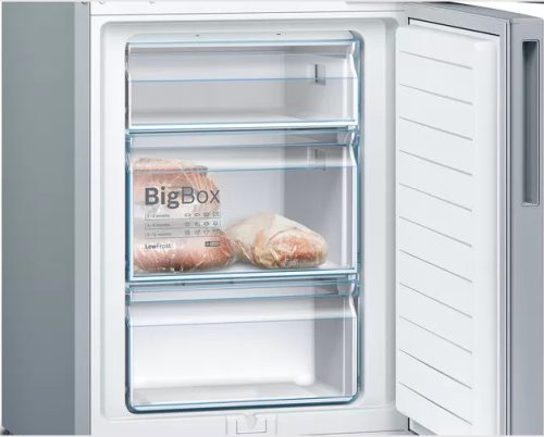 Bosch KGV36VLEAS Serie 4 szabadonálló, alulfagyasztós hűtő-fagyasztó kombináció 186 x 60 cm nemesacél kinézet