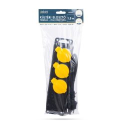   Delight 20223C 3-as csapfedeles hosszabbító 1,5m 3×1,5mm2-es gumikábellel IP44