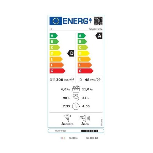 LG F4DR711S2BA mosó-szárítógép