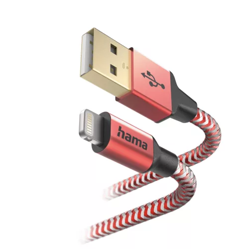 Hama 201554 adatkábel lightning, 1,5, piros