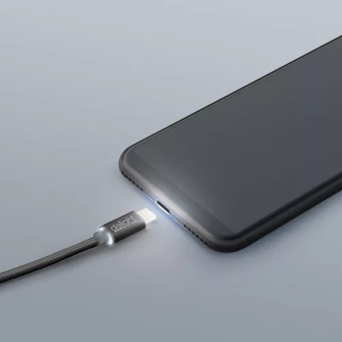 Delight 55442M-BK töltőkábel, USB-A / Micro USB, 1 m