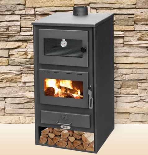 Blist Napoli acél lemez fatüzelésű kályha beépített sütővel, 10-12 kW, szürke