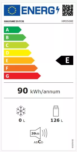 Hausmeister HM3500E egyajtós hűtőszekrény, 126 liter