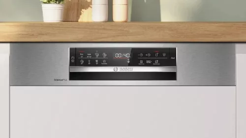 Bosch SMI6ECS12E Serie 6 félig beépíthető mosogatógép, 60 cm, szálcsiszolt acél