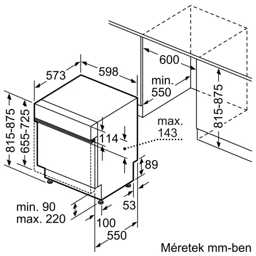 Bosch SMI6ECS12E Serie 6 félig beépíthető mosogatógép, 60 cm, szálcsiszolt acél