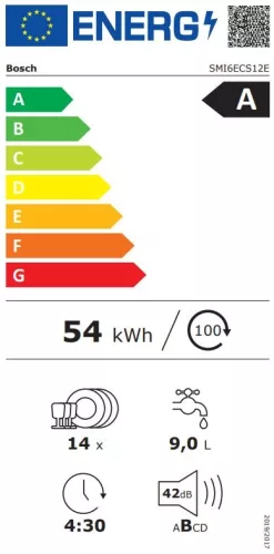 Bosch SMI6ECS12E Serie 6 félig beépíthető mosogatógép, 60 cm, szálcsiszolt acél