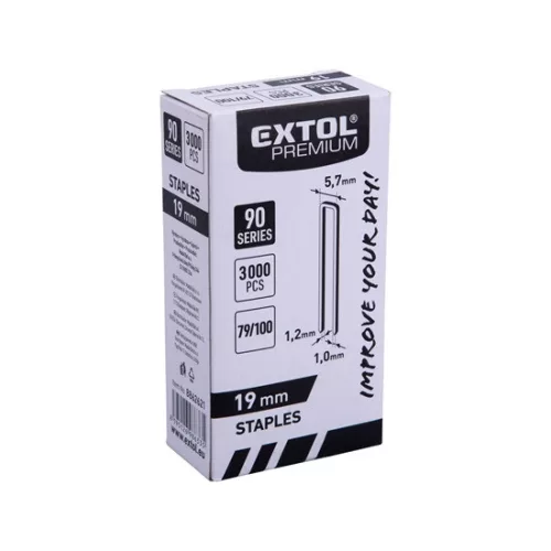 Extol Premium 8862621 kapocs 8891860 akkus tűzőgéphez 3000 db 19 mm