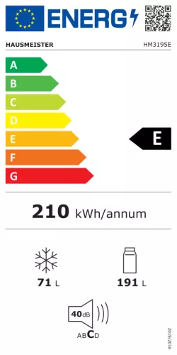 Hausmeister HM3195E alulfagyasztós hűtőszekrény
