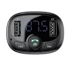 Baseus CCMT000 Bluetooth FM transmitter autós töltő 2 USB aljzat, fekete (v4.2, 3.4A, microSD kártyaolvasó, LED kijelző)