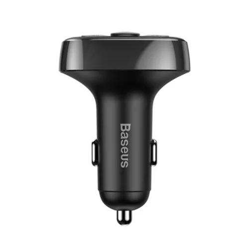 Baseus CCMT000 Bluetooth FM transmitter autós töltő 2 USB aljzat, fekete (v4.2, 3.4A, microSD kártyaolvasó, LED kijelző)
