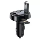 Baseus CCMT000 Bluetooth FM transmitter autós töltő 2 USB aljzat, fekete (v4.2, 3.4A, microSD kártyaolvasó, LED kijelző)