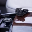 Baseus CCMT000 Bluetooth FM transmitter autós töltő 2 USB aljzat, fekete (v4.2, 3.4A, microSD kártyaolvasó, LED kijelző)