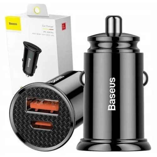 BASEUS autós töltő A+C Dual PD3.0 QC4.0 30W CCALL-YS01 fekete