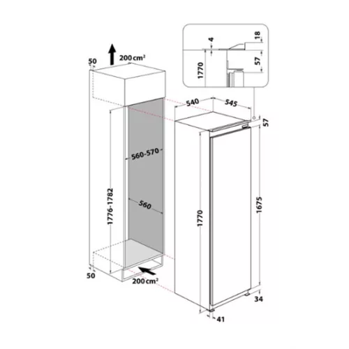 Whirlpool WHSD18A033C2 P beépíthető egyajtós hűtőszekrény