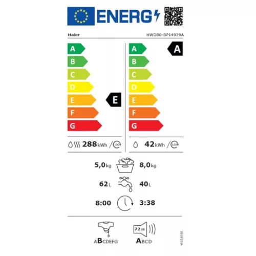 Haier HWD80-BP14929A-S mosó-szárítógép