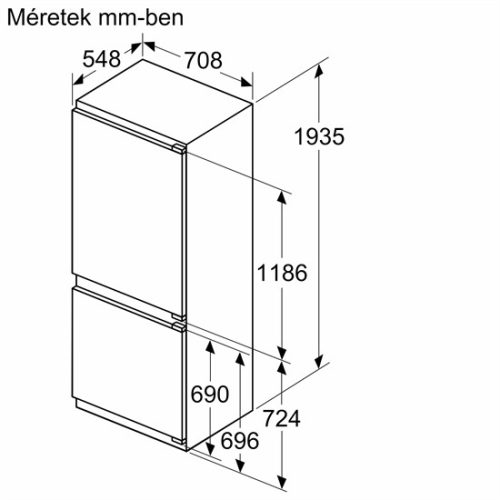 Bosch KBN96ADD0 beépíthető alulfagyasztós hűtőszekrény