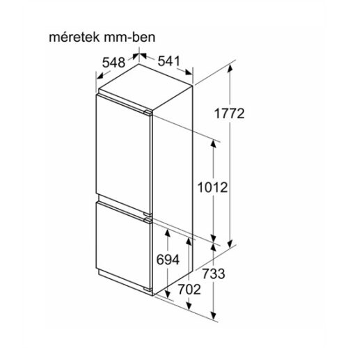 Bosch KIN86VFE0 beépíthető alulfagyasztós hűtőszekrény