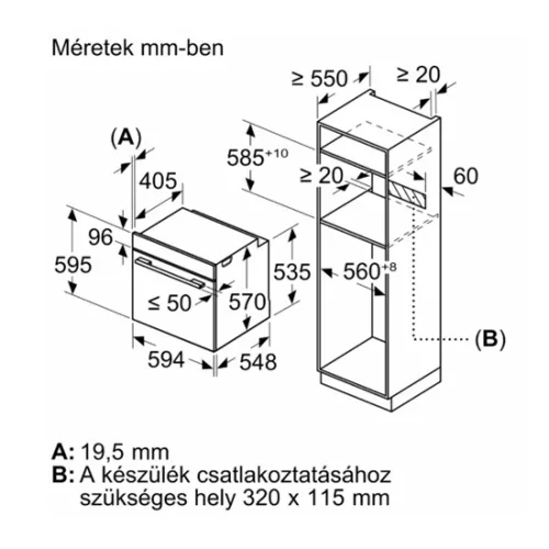 Bosch HBG557EB3 beépíthető sütő
