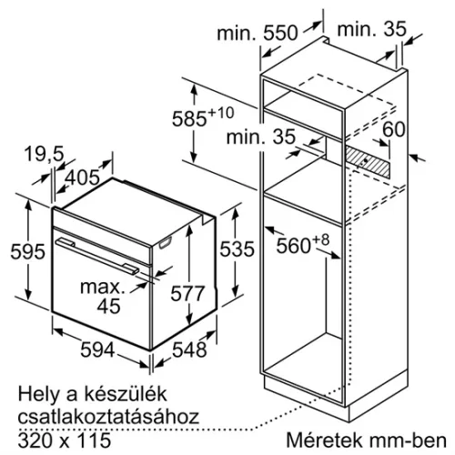 Bosch HBG7741W1 beépíthető sütő
