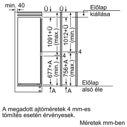 Bosch KIV865SE0 Serie 2 beépíthető alulfagyasztós hűtőszekrény