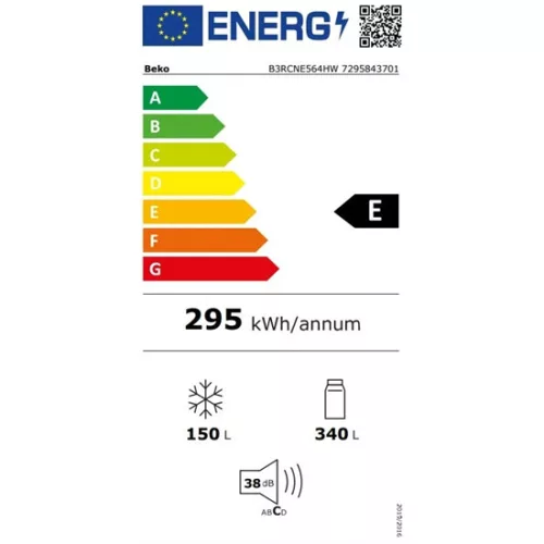 Beko B3RCNE564HW alulfagyasztós hűtőszekrény
