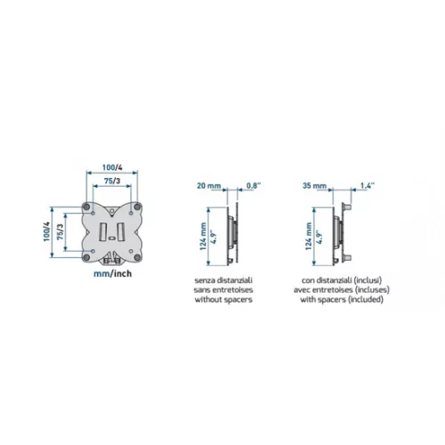 Meliconi 480954 SLIMSTYLE PLUS 100S DW fali konzol, VESA 100