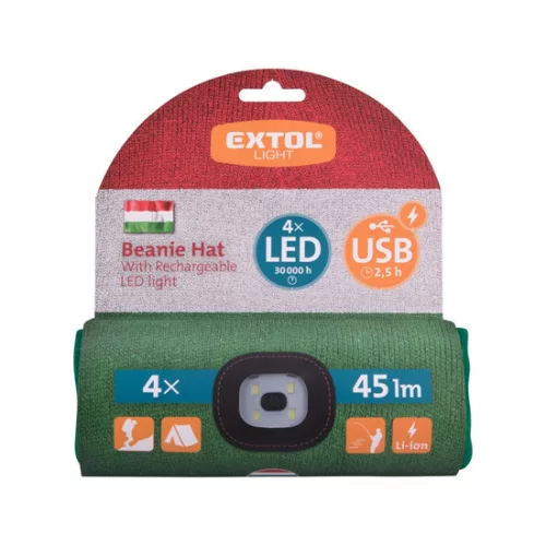 Extol Light 43453 kötött sapka, kivehető LED homloklámpával