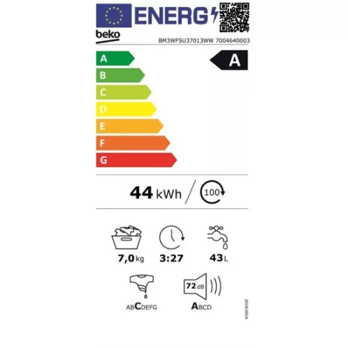 Beko BM3WFSU37013WW elöltöltős mosógép