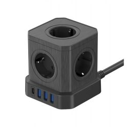 Newell NL4387 GaN Power Cube 9in1 HUB, fekete