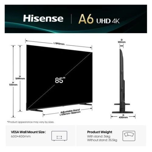 Hisense 85A6Q UHD Smart LED TV
