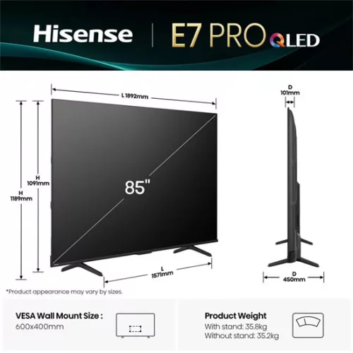 Hisense 85E7Q PRO UHD Smart QLED TV