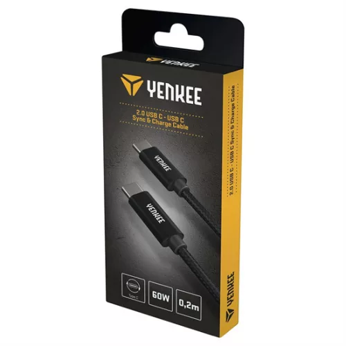 Yenkee YCUC02BK Type-C adat- és töltőkábel, 0,2m