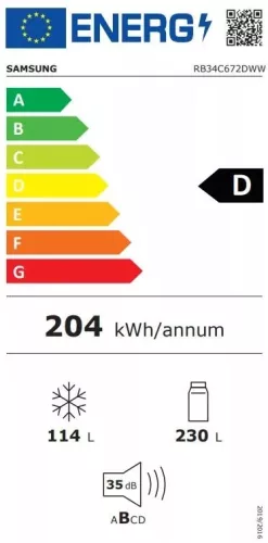 Samsung RB34C672DWW/EF alulfagyasztós hűtőszekrény