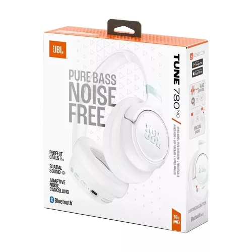 JBL T780NCWHT BT zajszűrős fejhallgató, fehér