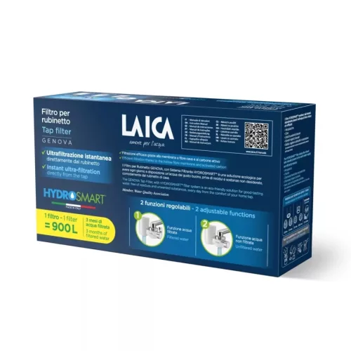 Laica R10A Genova HYDROSMART rendszerű csapra szerelhető mikroplasztik-stop vízszűrő 900L/3hó