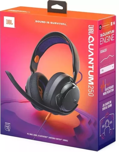 JBL QUANTUM250 BLK, gamer fejhallgató, fekete