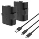 Venom VS2883 Xbox Series S & X / Xbox One 1100mAh akkucsomag (2 db) + 3 méter töltőkábel, Fekete