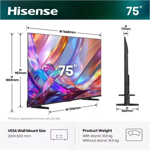 Hisense 75E7S 4K UHD Smart QLED TV