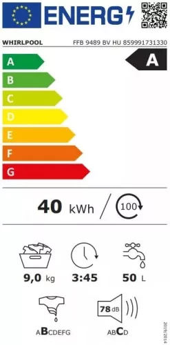 Whirlpool FFB9489BVHU elöltöltős mosógép