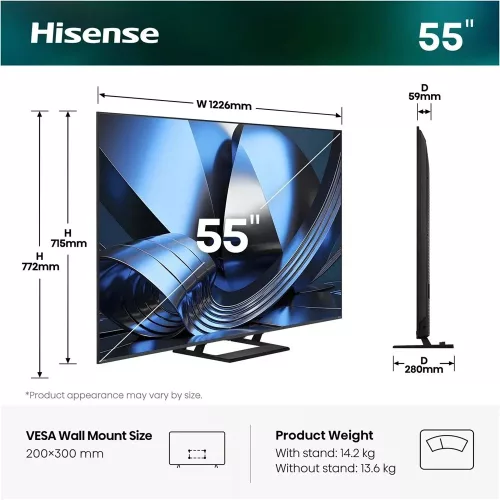 Hisense 55U7SE 4K UHD Smart MiniLED TV