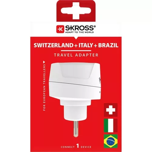 Skross 1.500272C-E utazóadapter Svájc/Olaszország/Brazilia