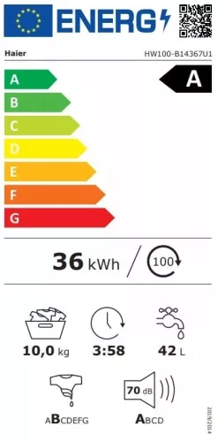 Haier HW100B14367U1S elöltöltős mosógép