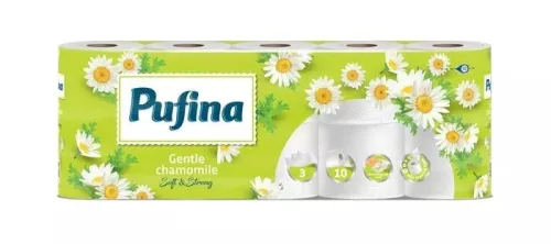 Pufina PP20845  3 rétegű, kistekercses toalettpapír, kamilla illat